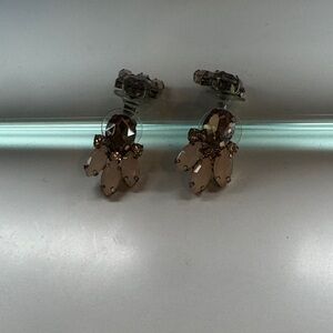 Smoky Brown Crystal Cluster Clip-On Earrings
